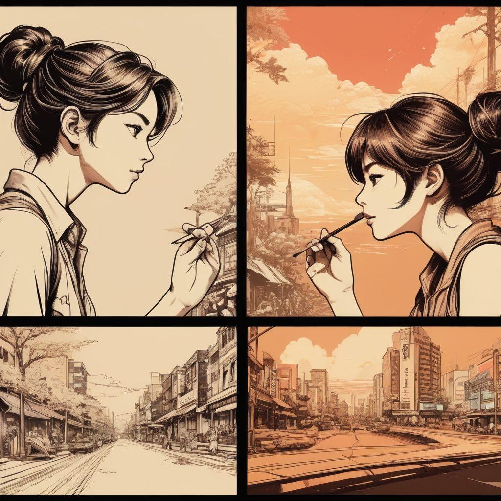 A dynamic split-screen illustration showcasing the contrast between traditional hand-drawn hentai art on the left and modern digital animation on the right. Include elements like classic ink brushes, vintage manga panels, and a glowing digital tablet with animated characters. The background should transition from vintage sepia tones to vibrant neon colors, symbolizing the evolution of art styles. Incorporate playful gestures between characters crossing the divide. super-realistic. vibrant colors. 3D.